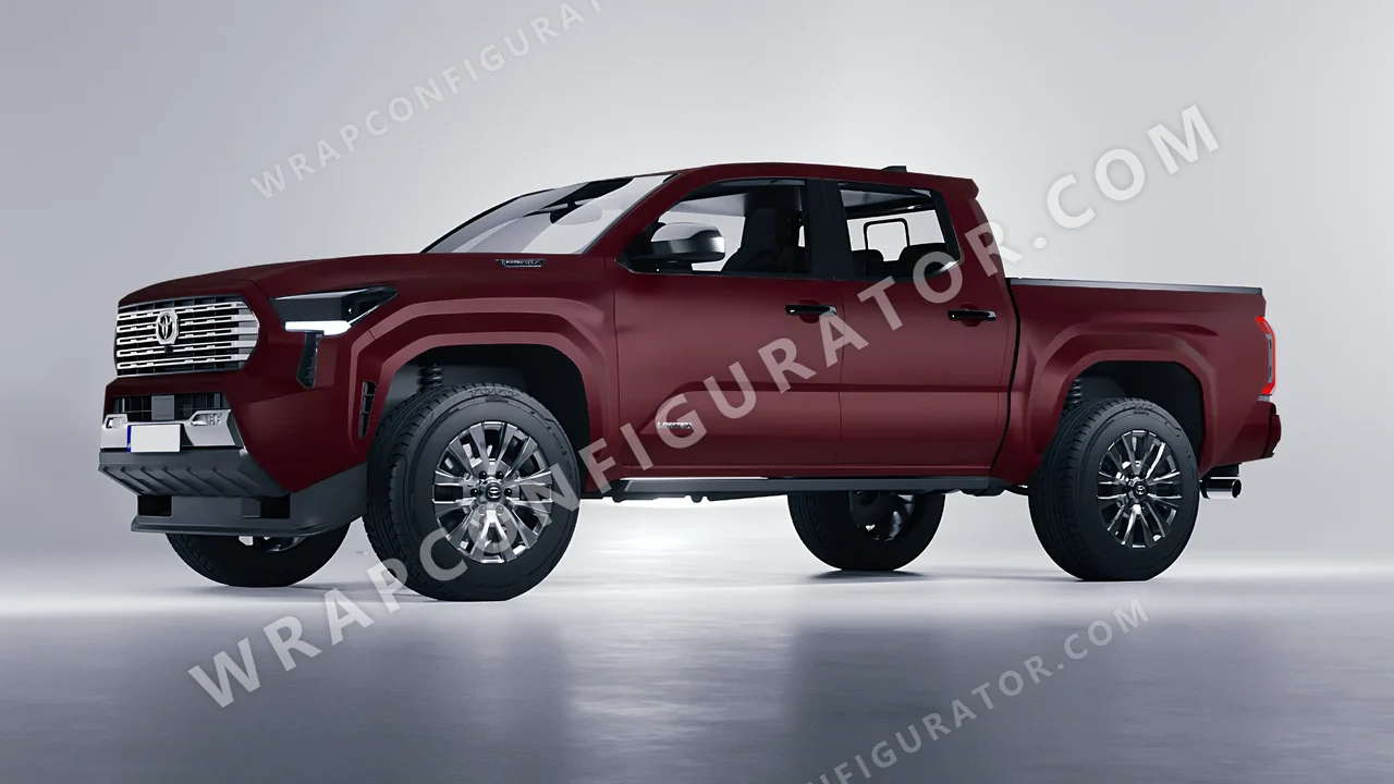 Red Toyota Tacoma 2024 wrapped in KPMF Matt Widowed Red K75508