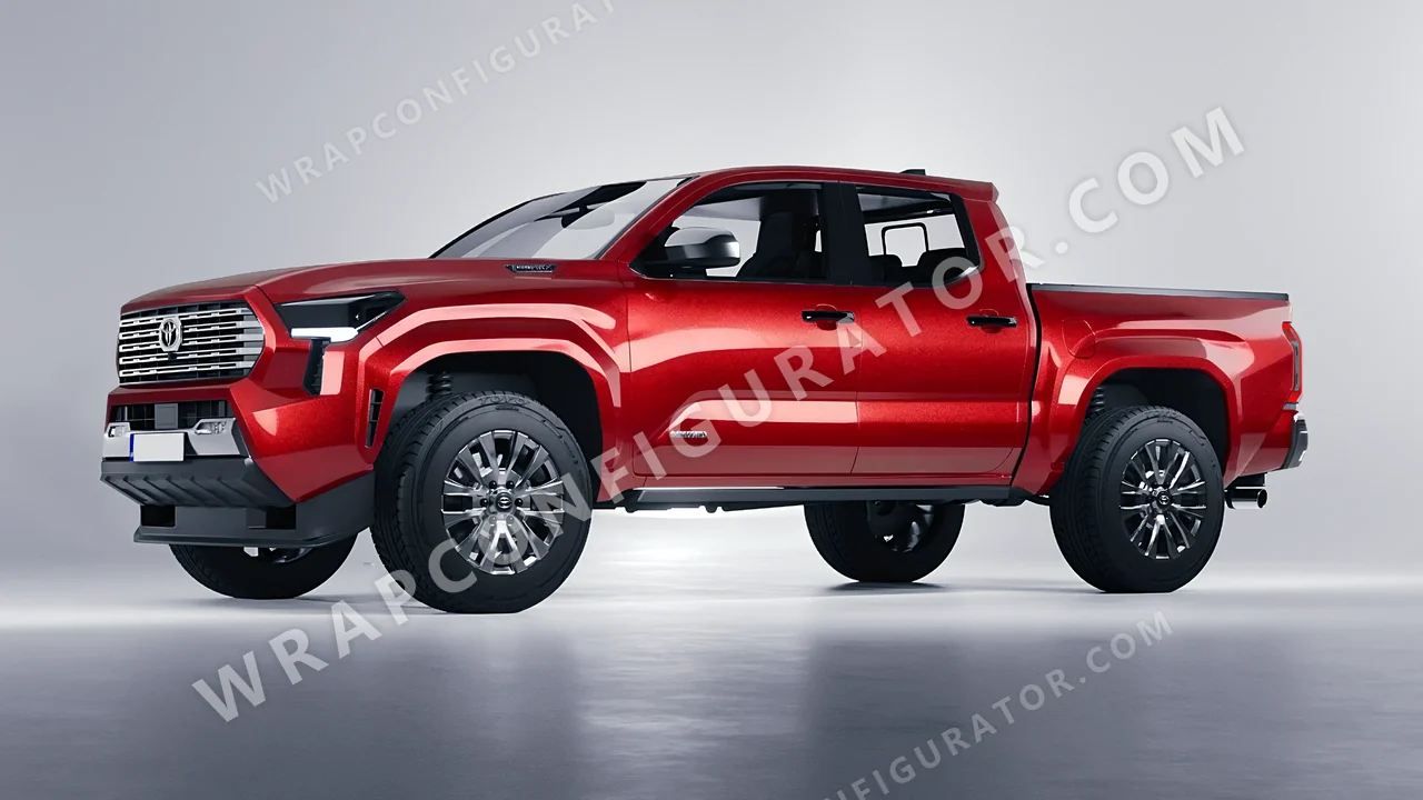 Red Toyota Tacoma 2024 wrapped in KPMF Vengeance Red K75403