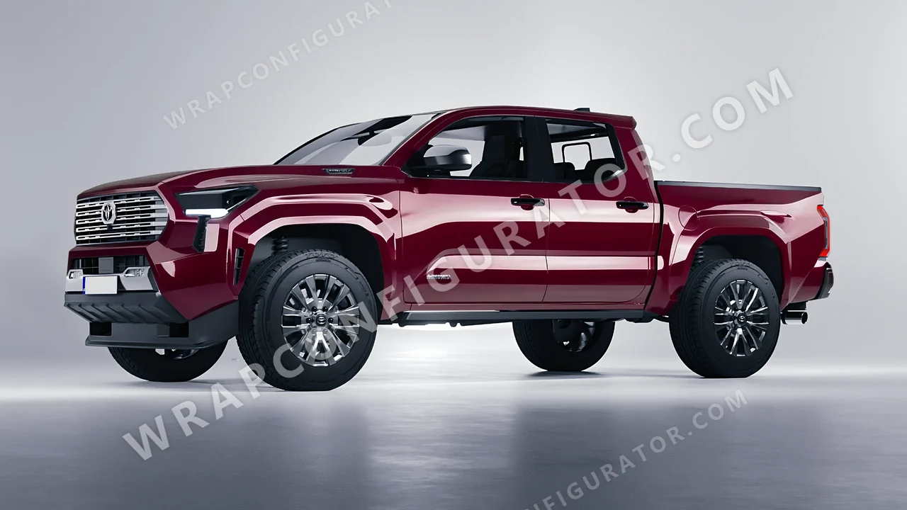 Red Toyota Tacoma 2024 wrapped in ORACAL Purple Red 970RA-026G