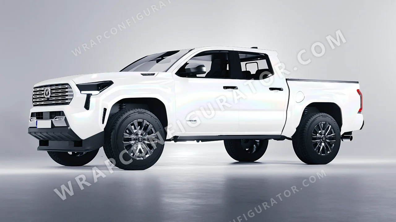 White Toyota Tacoma 2024 wrapped in 3M Satin Flip Ghost Pearl SP280