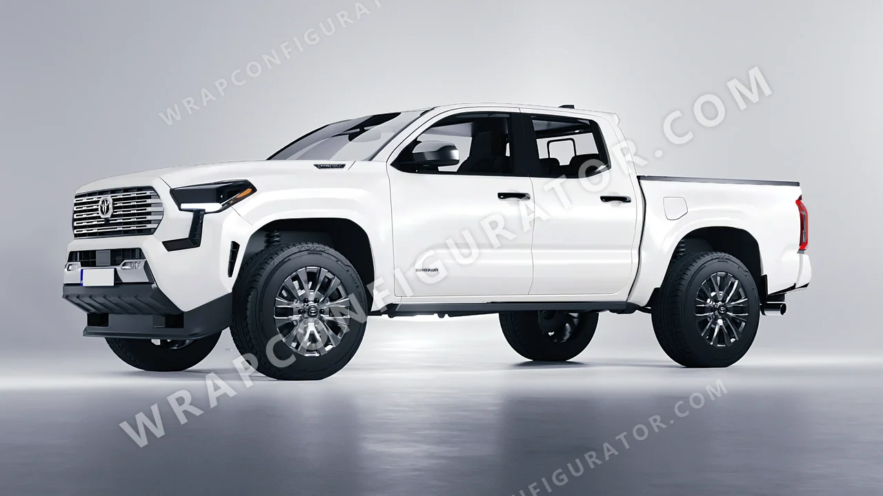 White Toyota Tacoma 2024 wrapped in 3M Satin White S10
