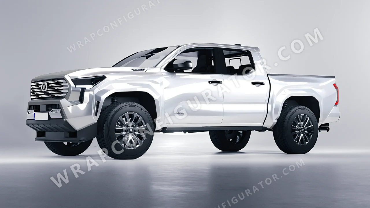 White Toyota Tacoma 2024 wrapped in 3M White Aluminum HG120