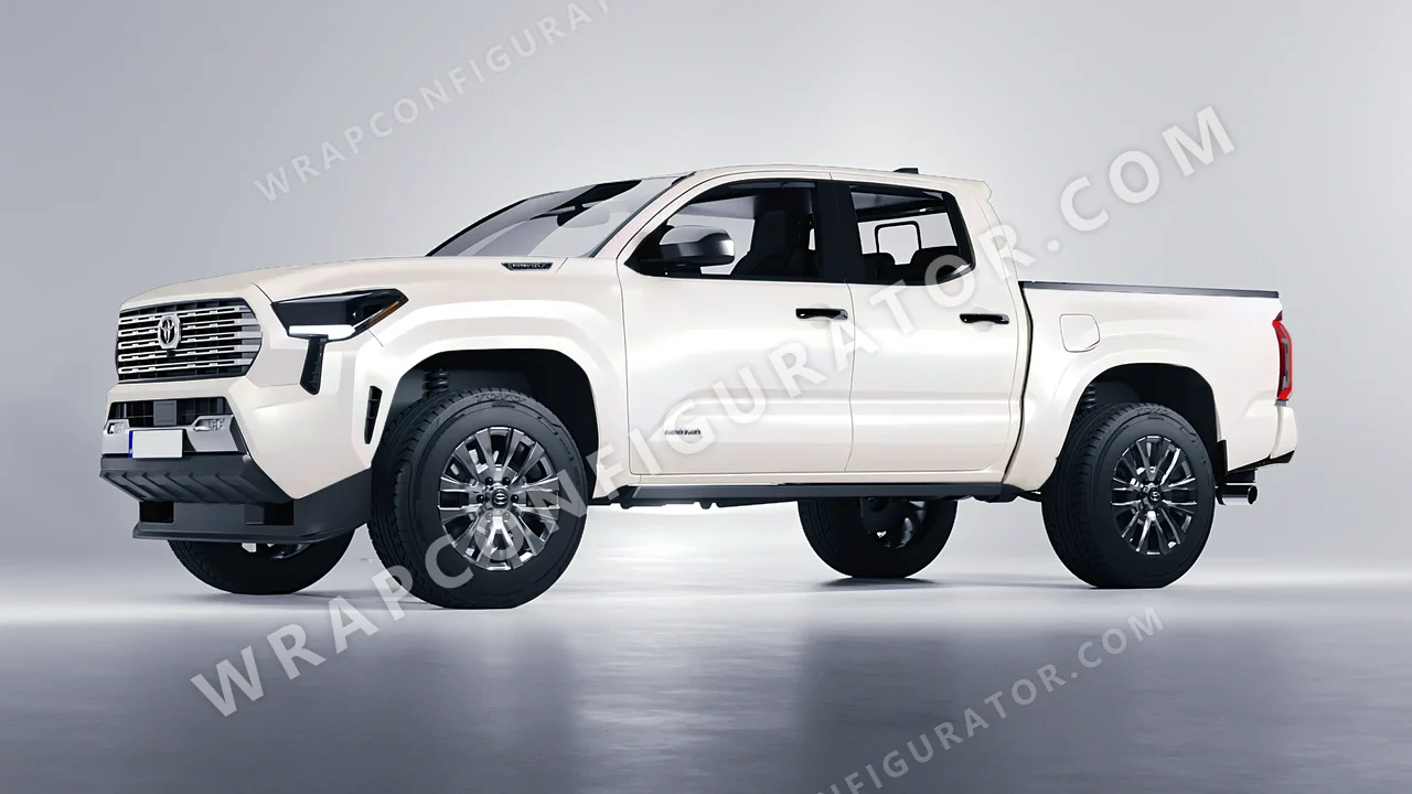 White Toyota Tacoma 2024 wrapped in Avery Dennison Satin White Pearl SW900-117-S