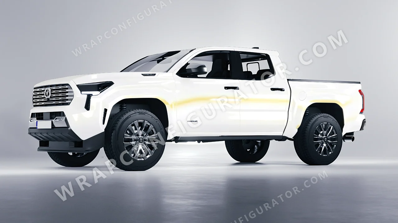 White Toyota Tacoma 2024 wrapped in Colourshield PPF by HyperPro White/Gold CWF07-P