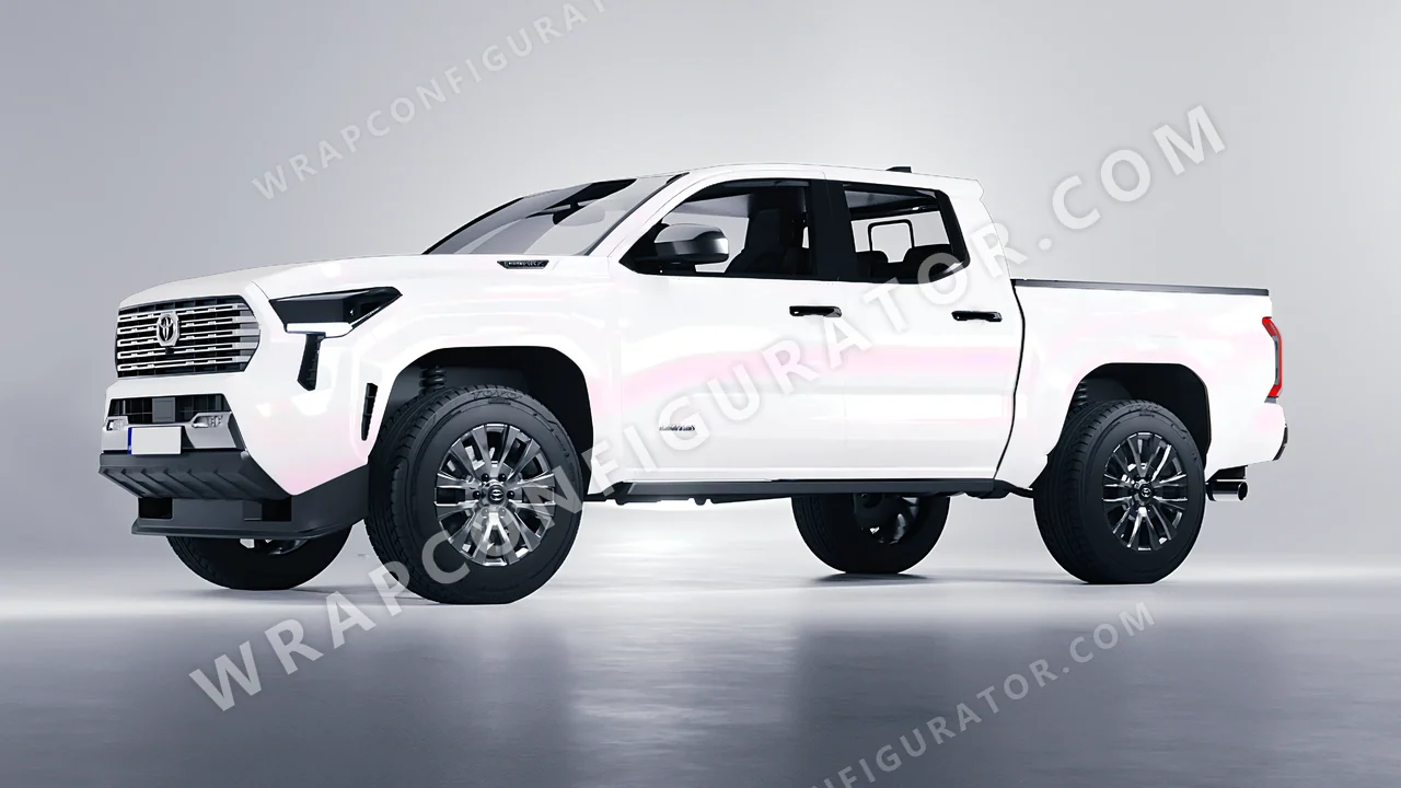 White Toyota Tacoma 2024 wrapped in Colourshield PPF by HyperPro White/Pink SF001G-P