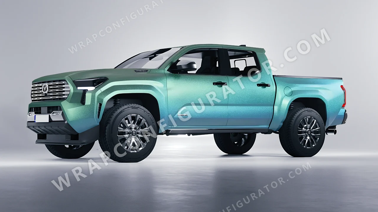 White Toyota Tacoma 2024 wrapped in KPMF Arctic Borealis K75509
