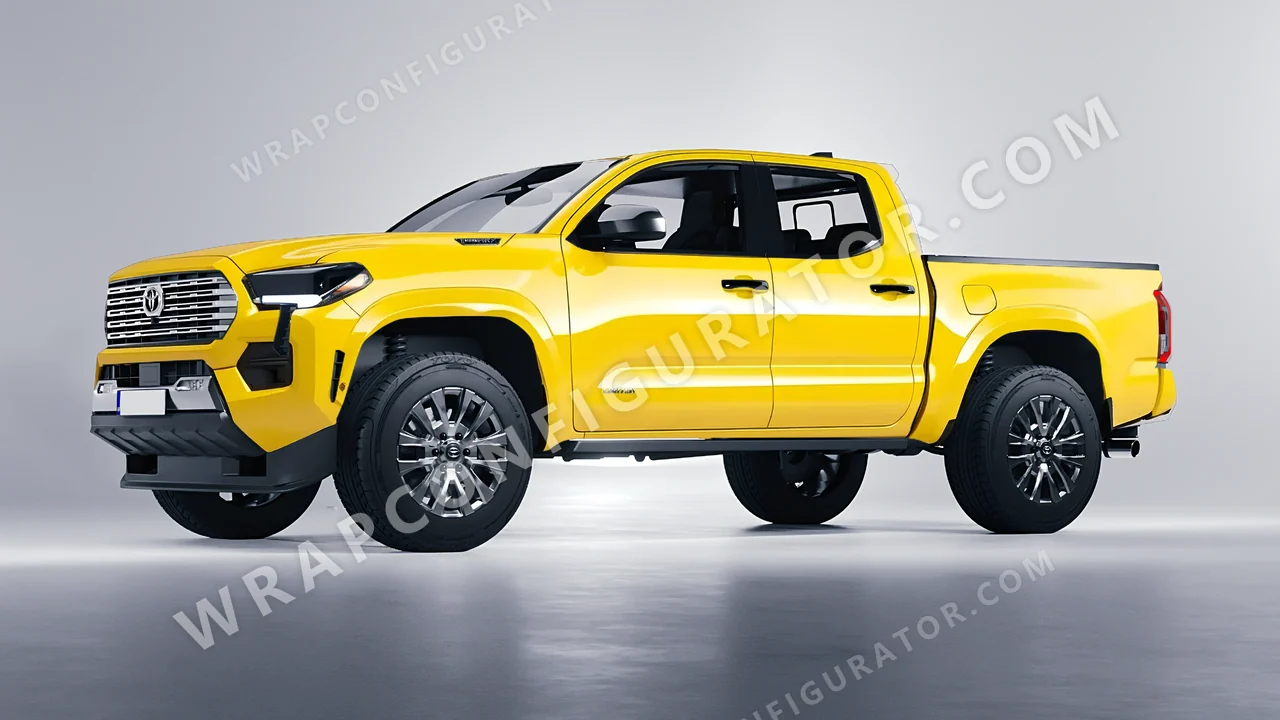Yellow Toyota Tacoma 2024 wrapped in 3M Gloss Bright Yellow G15