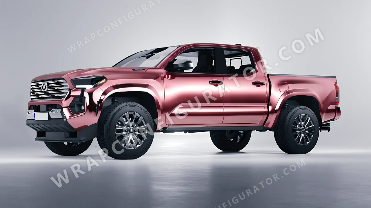 Yellow Toyota Tacoma 2024 wrapped in Avery Dennison Rose Gold SF100-211-S