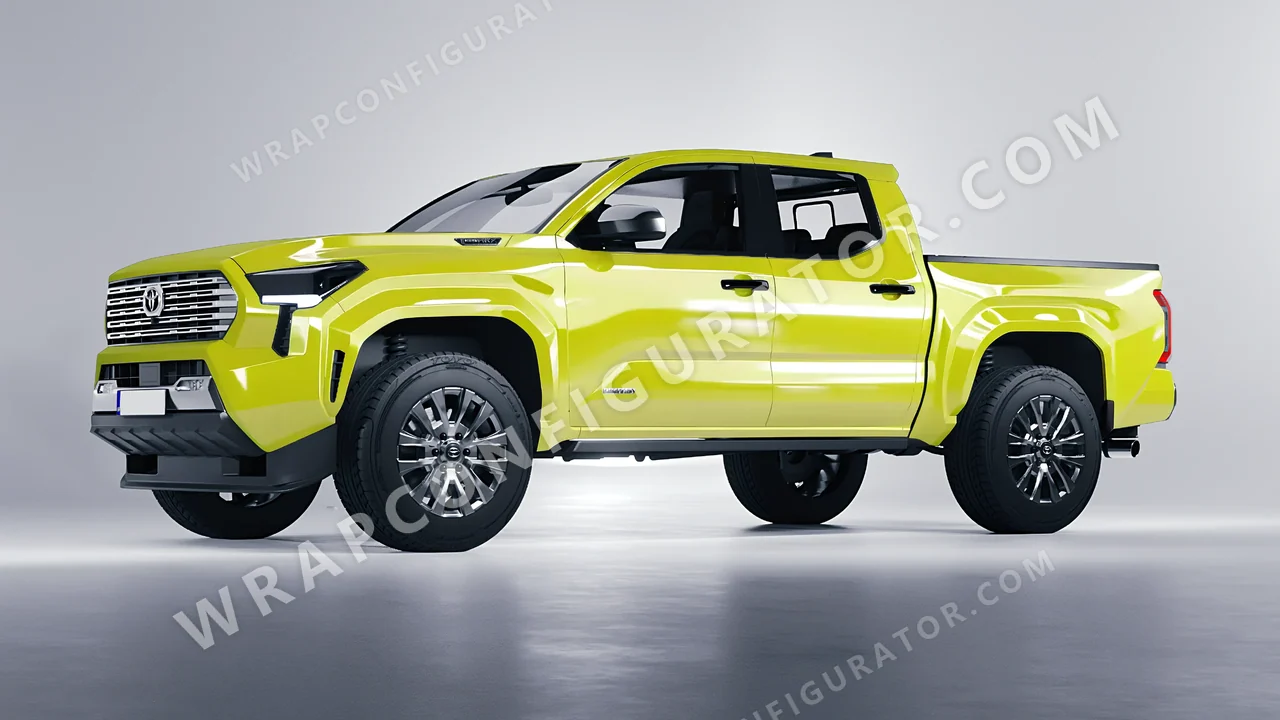 Yellow Toyota Tacoma 2024 wrapped in Colourshield PPF by HyperPro Fluorescein Yellow HGF67-P