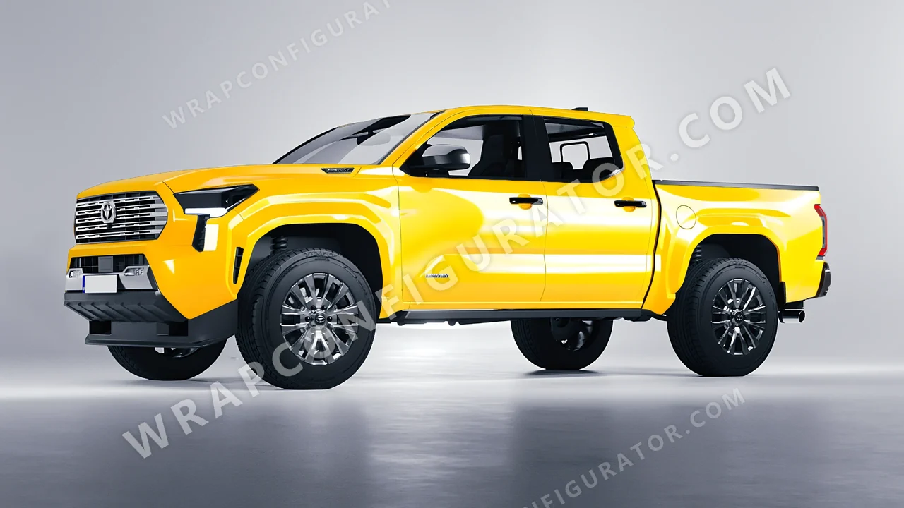 Yellow Toyota Tacoma 2024 wrapped in Inozetek Dynamic PPF Sunflower Yellow DPPF921