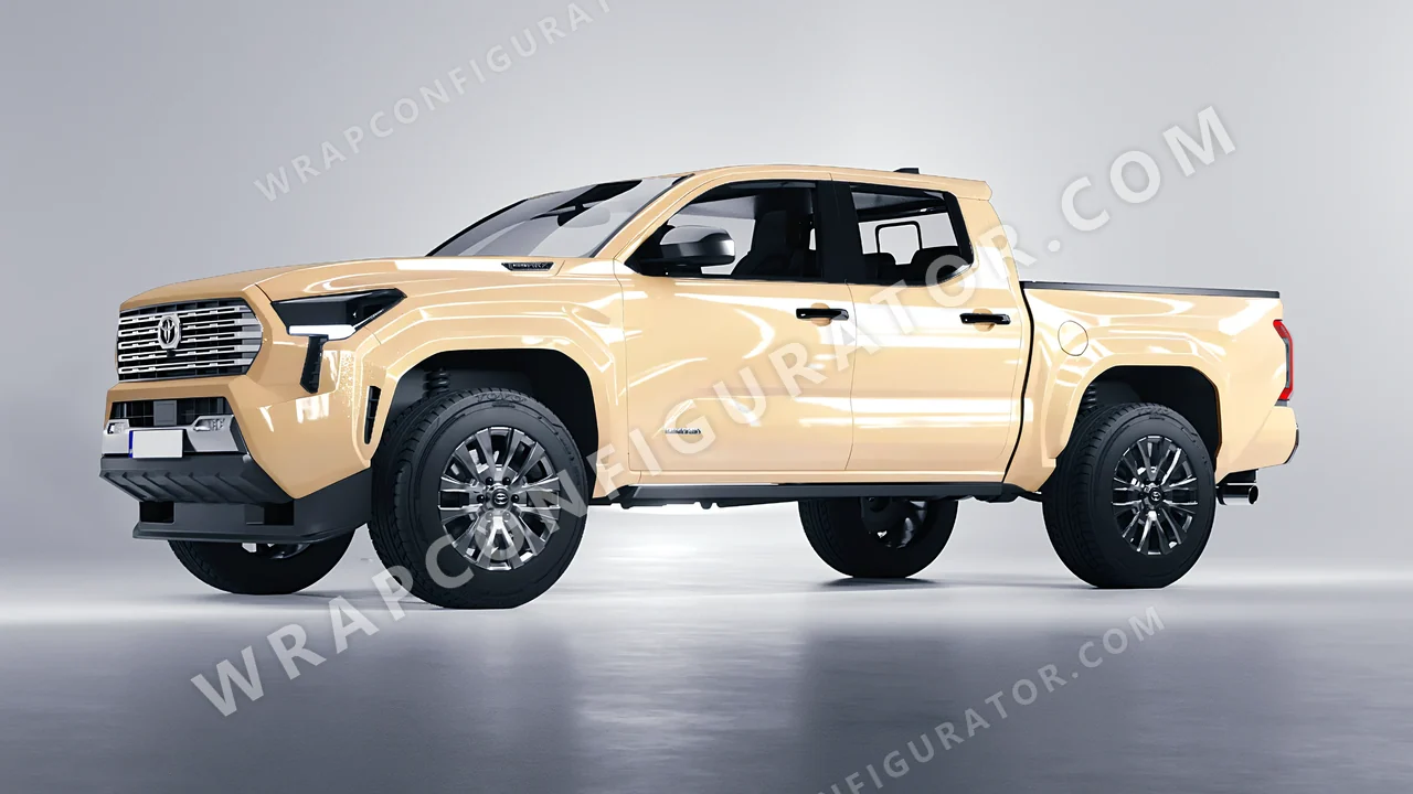 Yellow Toyota Tacoma 2024 wrapped in ORACAL Champagne Myst 970RA-996G