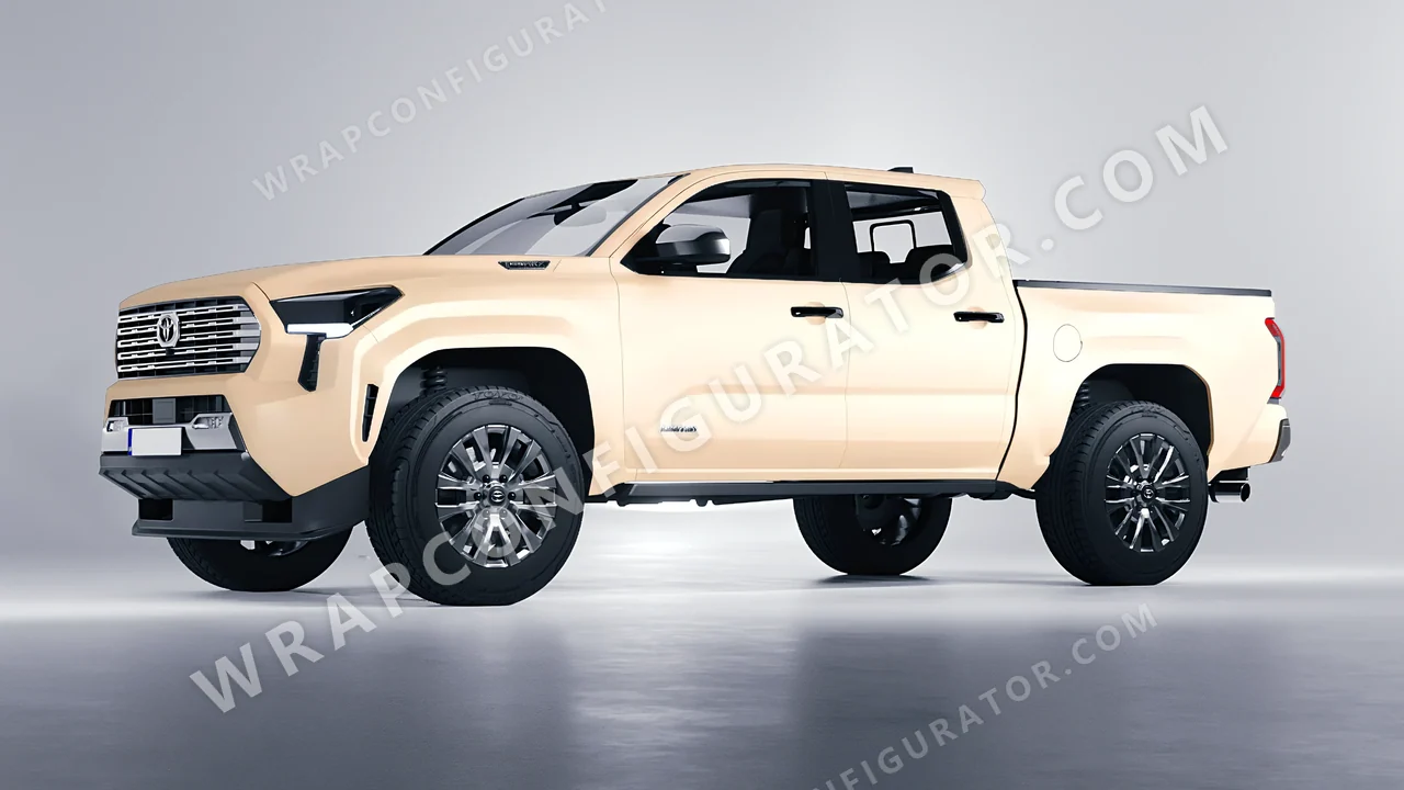 Yellow Toyota Tacoma 2024 wrapped in ORACAL Champagne Myst 970RA-996M