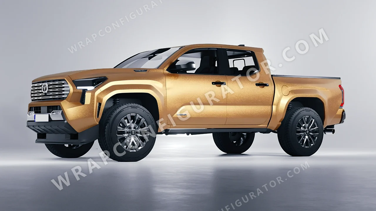 Yellow Toyota Tacoma 2024 wrapped in ORACAL Gold 970RA-091M