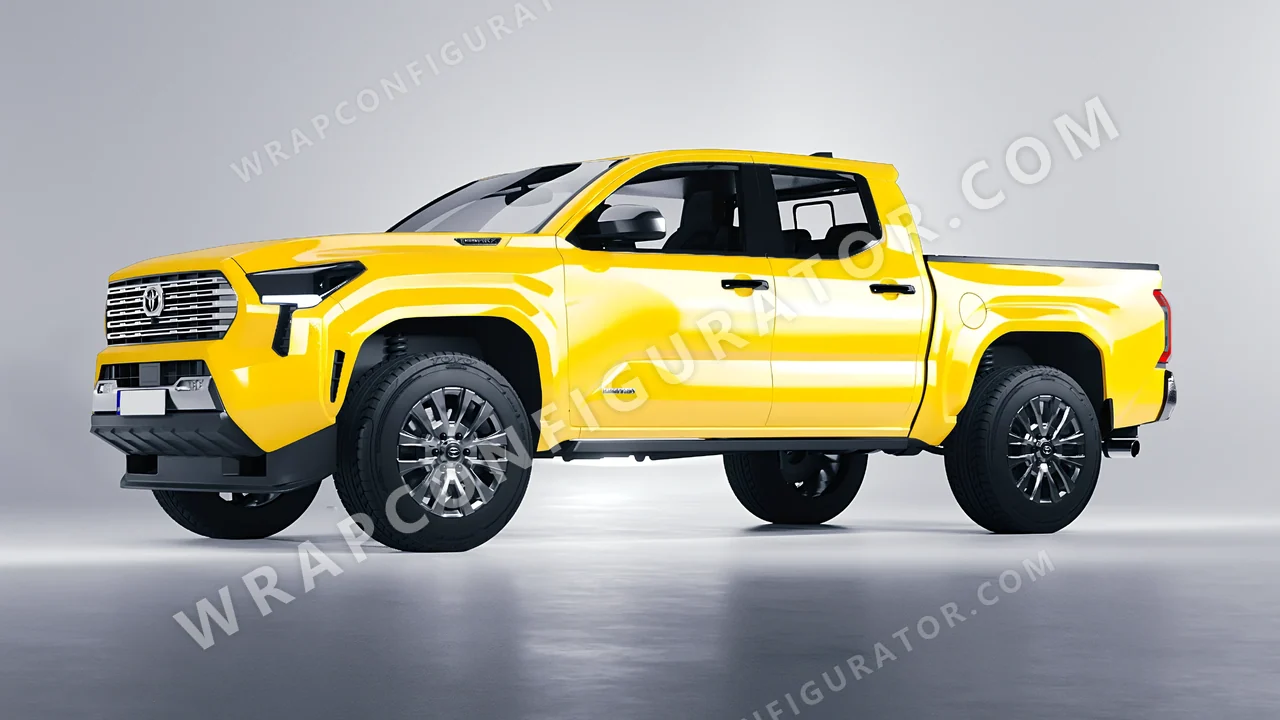 Yellow Toyota Tacoma 2024 wrapped in ORACAL Light Yellow 970RA-022G