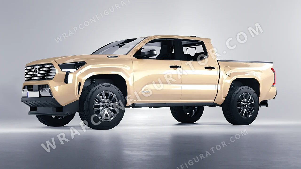 Yellow Toyota Tacoma 2024 wrapped in ORACAL Pyrite 970RA-926G